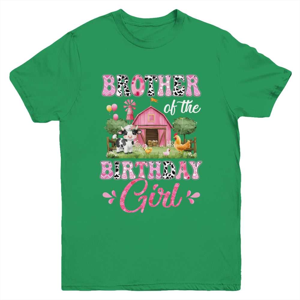 Brother Of The Birthday Girl 1st Birthday Cow Farm Family Youth Shirt | siriusteestore