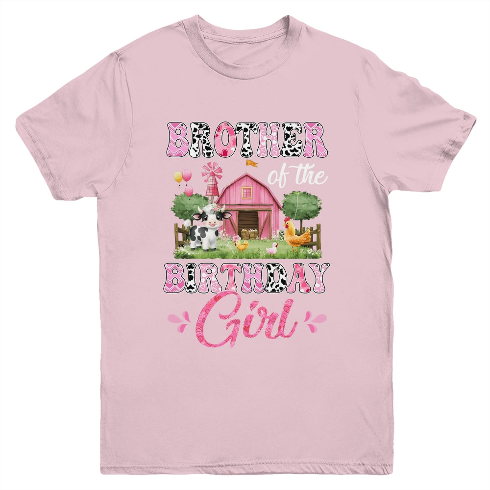 Brother Of The Birthday Girl 1st Birthday Cow Farm Family Youth Shirt | siriusteestore