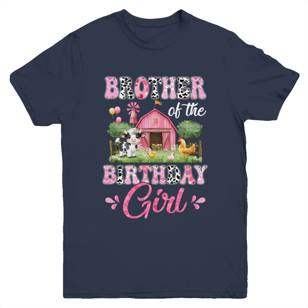 Brother Of The Birthday Girl 1st Birthday Cow Farm Family Youth Shirt | siriusteestore