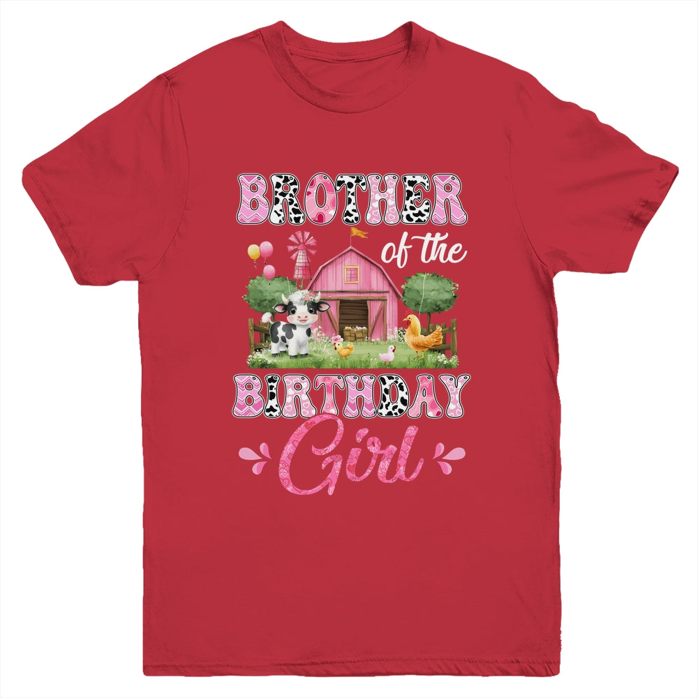 Brother Of The Birthday Girl 1st Birthday Cow Farm Family Youth Shirt | siriusteestore