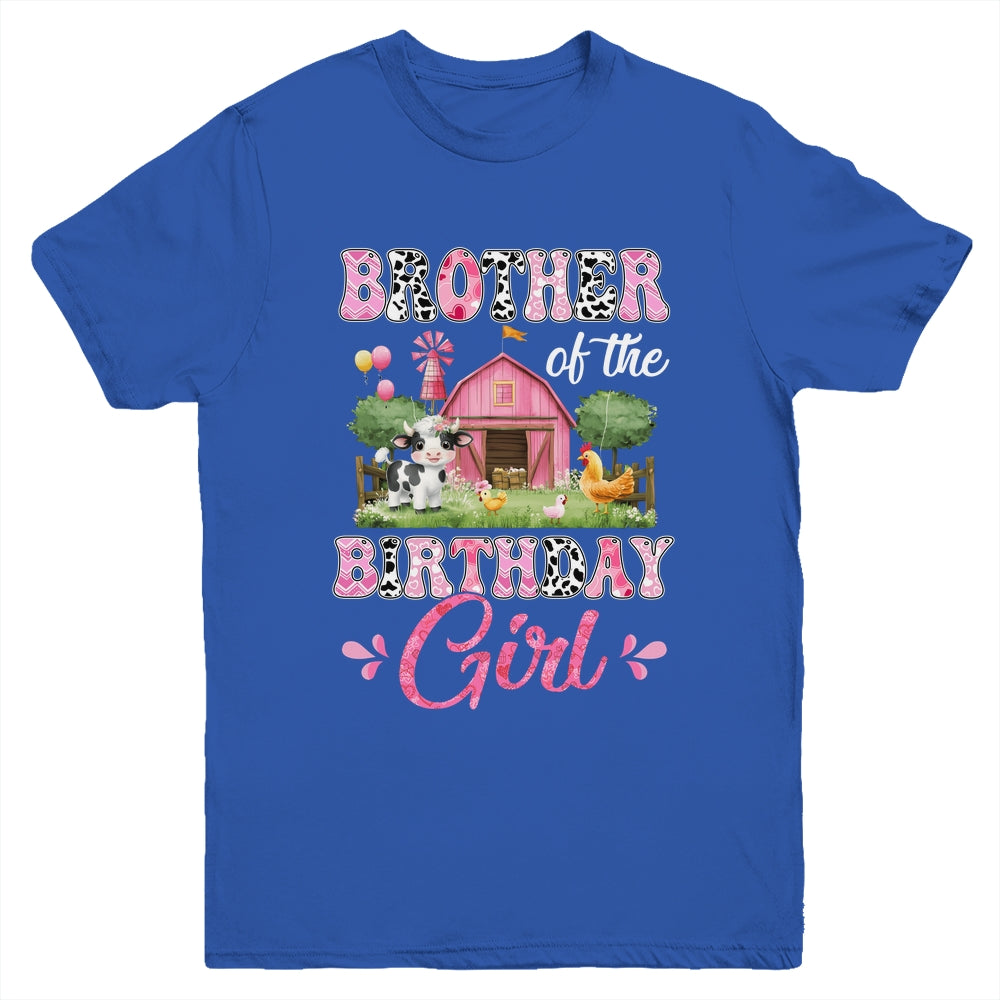 Brother Of The Birthday Girl 1st Birthday Cow Farm Family Youth Shirt | siriusteestore