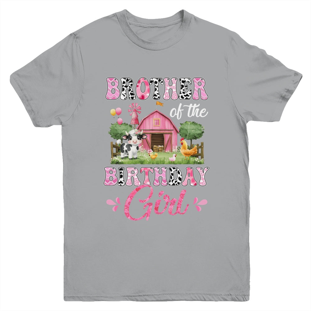 Brother Of The Birthday Girl 1st Birthday Cow Farm Family Youth Shirt | siriusteestore