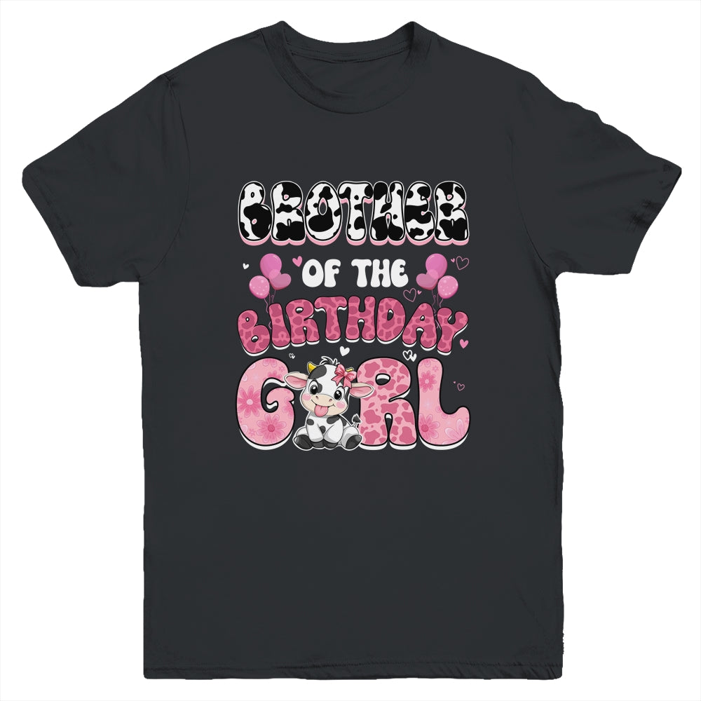 Brother Of The Birthday Girl Cow Farm Family 1st Birthday Youth Shirt | siriusteestore