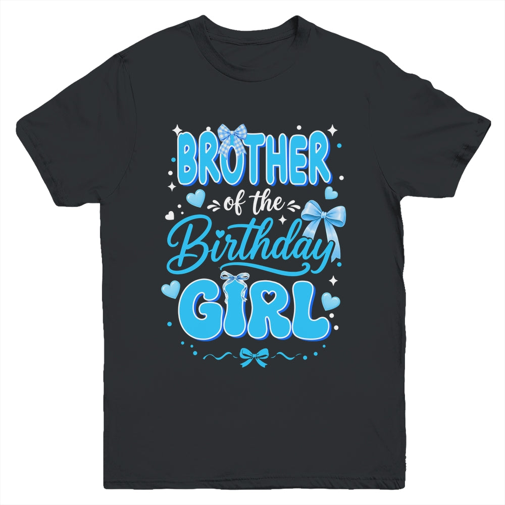Brother Of The Birthday Girl Family Coquette Bow Blue Cute Youth Shirt | siriusteestore