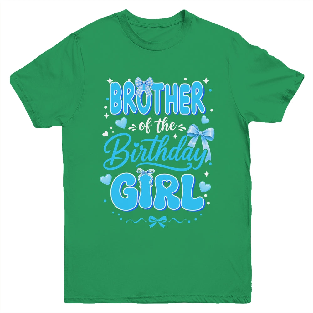 Brother Of The Birthday Girl Family Coquette Bow Blue Cute Youth Shirt | siriusteestore