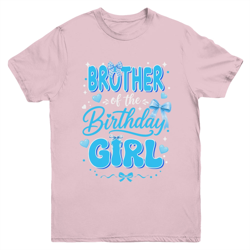 Brother Of The Birthday Girl Family Coquette Bow Blue Cute Youth Shirt | siriusteestore