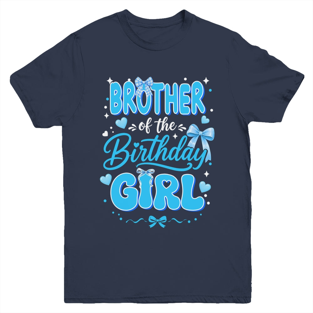 Brother Of The Birthday Girl Family Coquette Bow Blue Cute Youth Shirt | siriusteestore