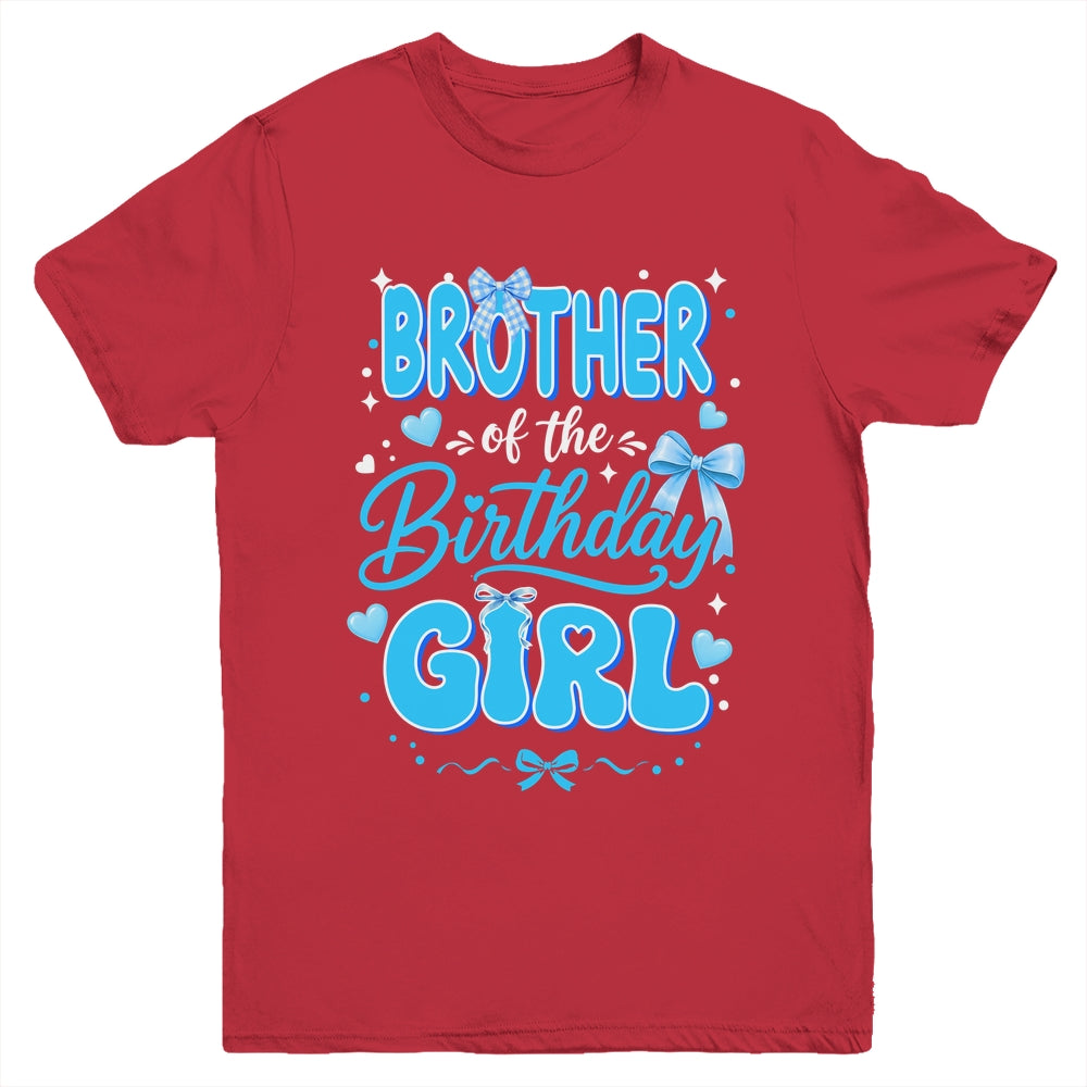 Brother Of The Birthday Girl Family Coquette Bow Blue Cute Youth Shirt | siriusteestore