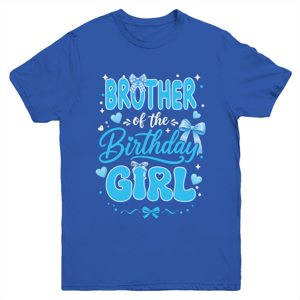 Brother Of The Birthday Girl Family Coquette Bow Blue Cute Youth Shirt | siriusteestore