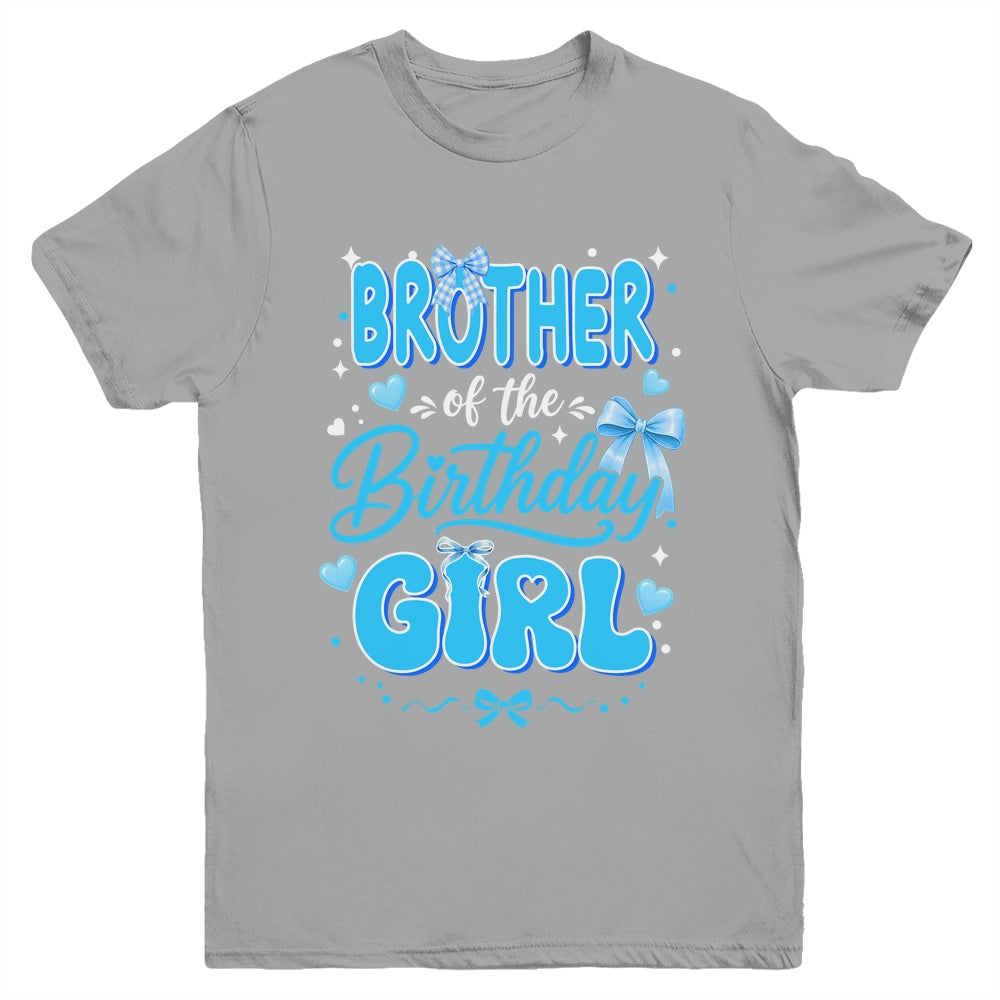 Brother Of The Birthday Girl Family Coquette Bow Blue Cute Youth Shirt | siriusteestore
