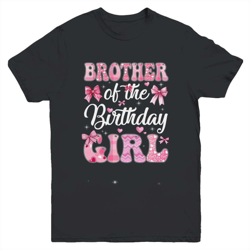 Brother Of The Birthday Girl Family Pink Coquette Bow Youth Shirt | siriusteestore
