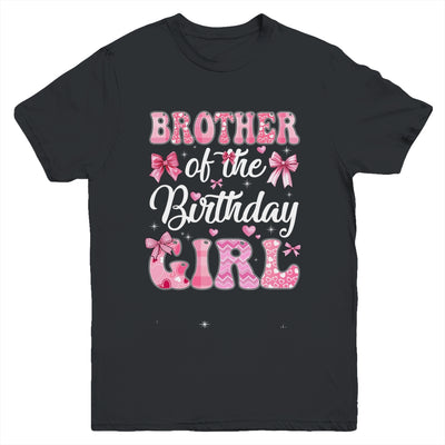 Brother Of The Birthday Girl Family Pink Coquette Bow Youth Shirt | siriusteestore