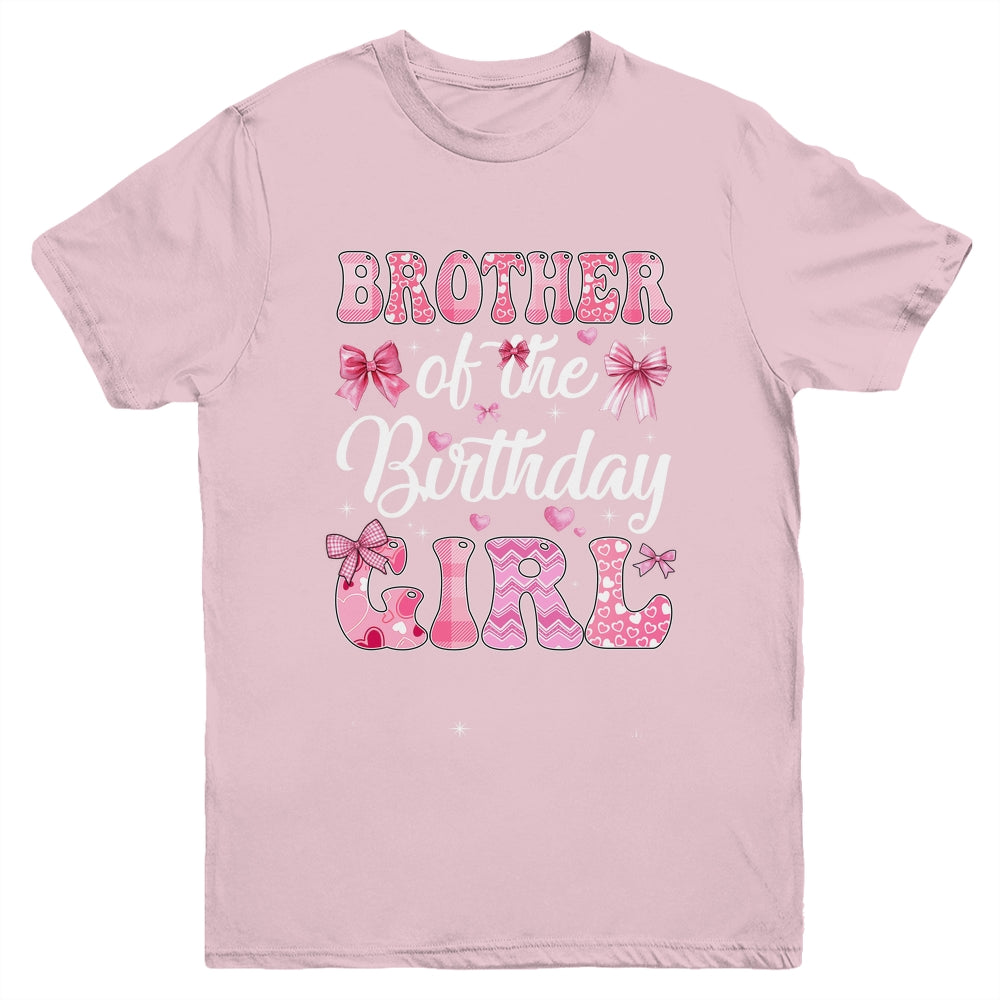 Brother Of The Birthday Girl Family Pink Coquette Bow Youth Shirt | siriusteestore
