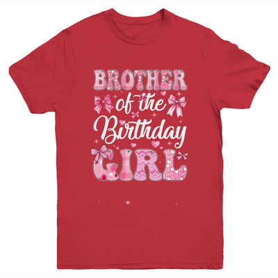 Brother Of The Birthday Girl Family Pink Coquette Bow Youth Shirt | siriusteestore