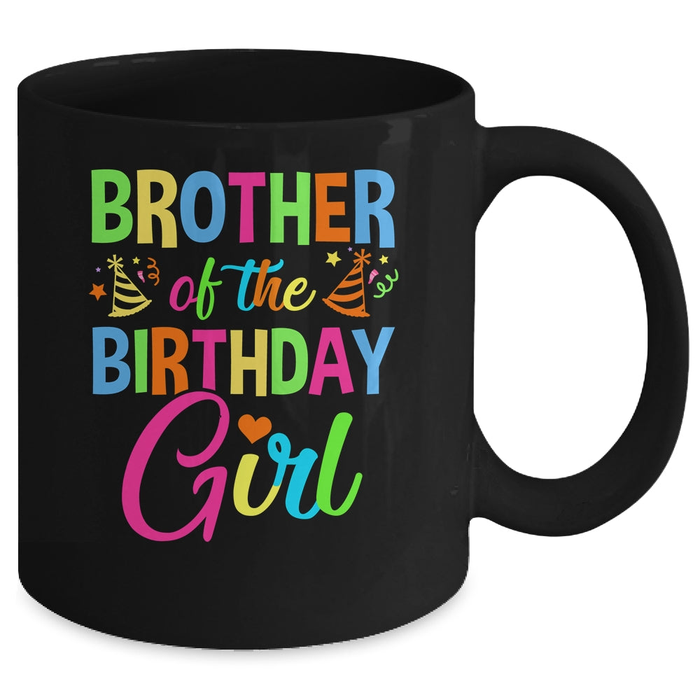Brother Of The Birthday Girl Glows Retro 80's Party Family Mug | siriusteestore