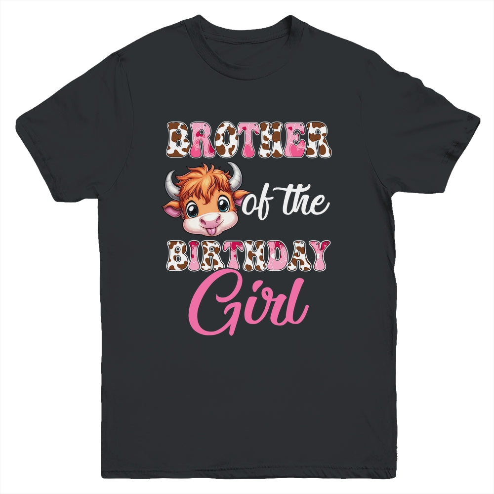 Brother Of The Birthday Girl Highland Cow Farm 1st Birthday Youth Shirt | siriusteestore