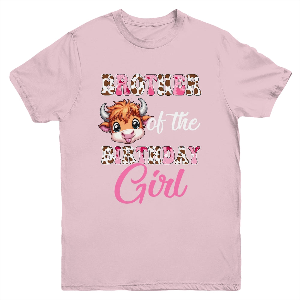 Brother Of The Birthday Girl Highland Cow Farm 1st Birthday Youth Shirt | siriusteestore