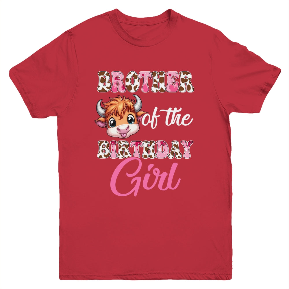 Brother Of The Birthday Girl Highland Cow Farm 1st Birthday Youth Shirt | siriusteestore