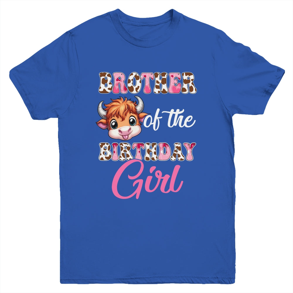 Brother Of The Birthday Girl Highland Cow Farm 1st Birthday Youth Shirt | siriusteestore