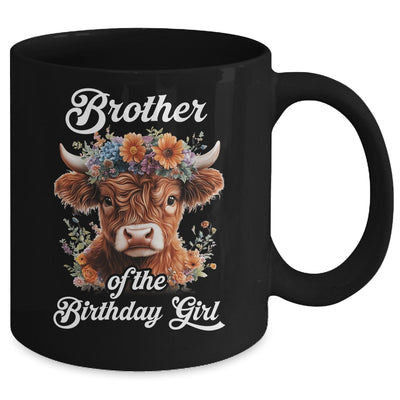 Brother Of The Birthday Girl Highland Cow Farm Family Mug | siriusteestore