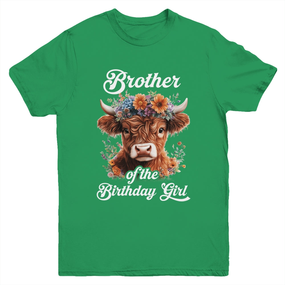 Brother Of The Birthday Girl Highland Cow Farm Family Youth Shirt | siriusteestore