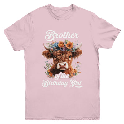 Brother Of The Birthday Girl Highland Cow Farm Family Youth Shirt | siriusteestore