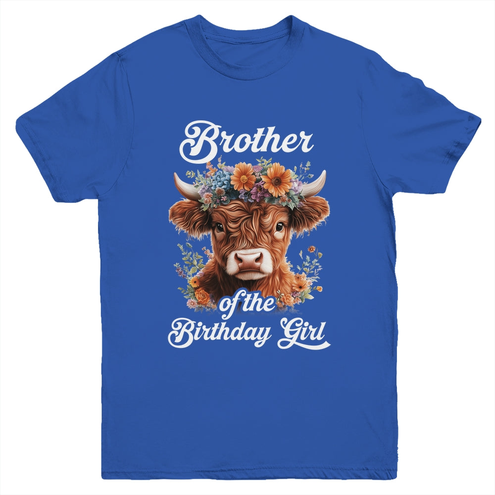 Brother Of The Birthday Girl Highland Cow Farm Family Youth Shirt | siriusteestore
