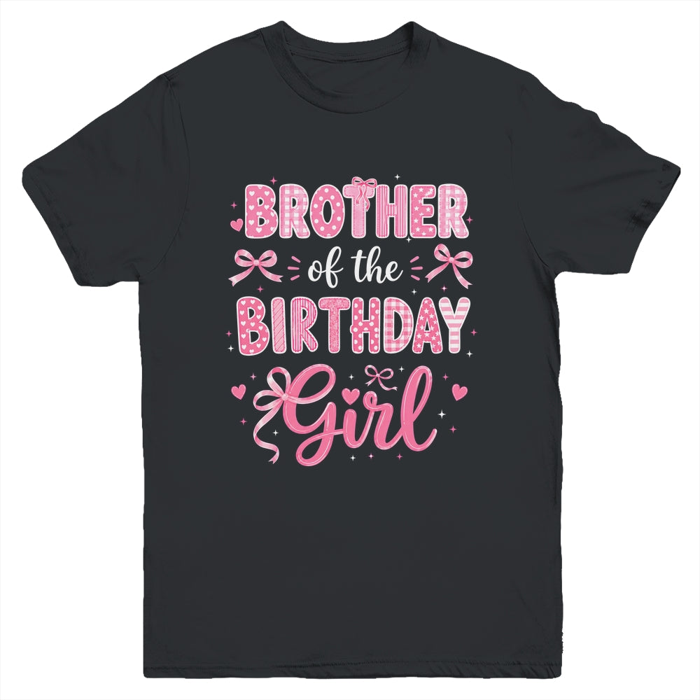 Brother Of The Birthday Girl Matching Pink Coquette Bow Youth Shirt | siriusteestore