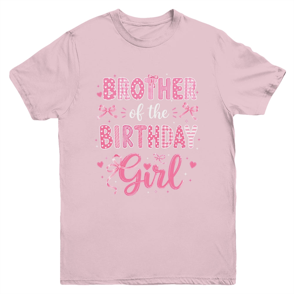 Brother Of The Birthday Girl Matching Pink Coquette Bow Youth Shirt | siriusteestore