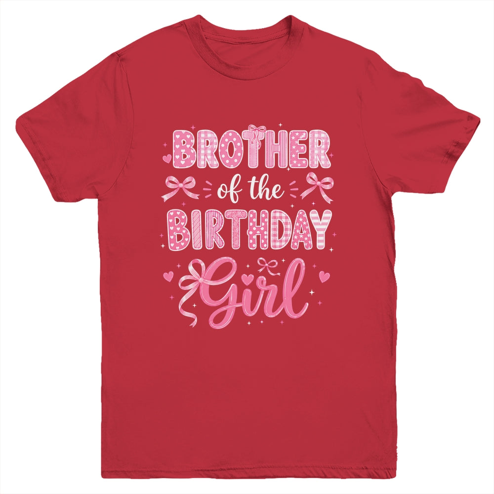 Brother Of The Birthday Girl Matching Pink Coquette Bow Youth Shirt | siriusteestore