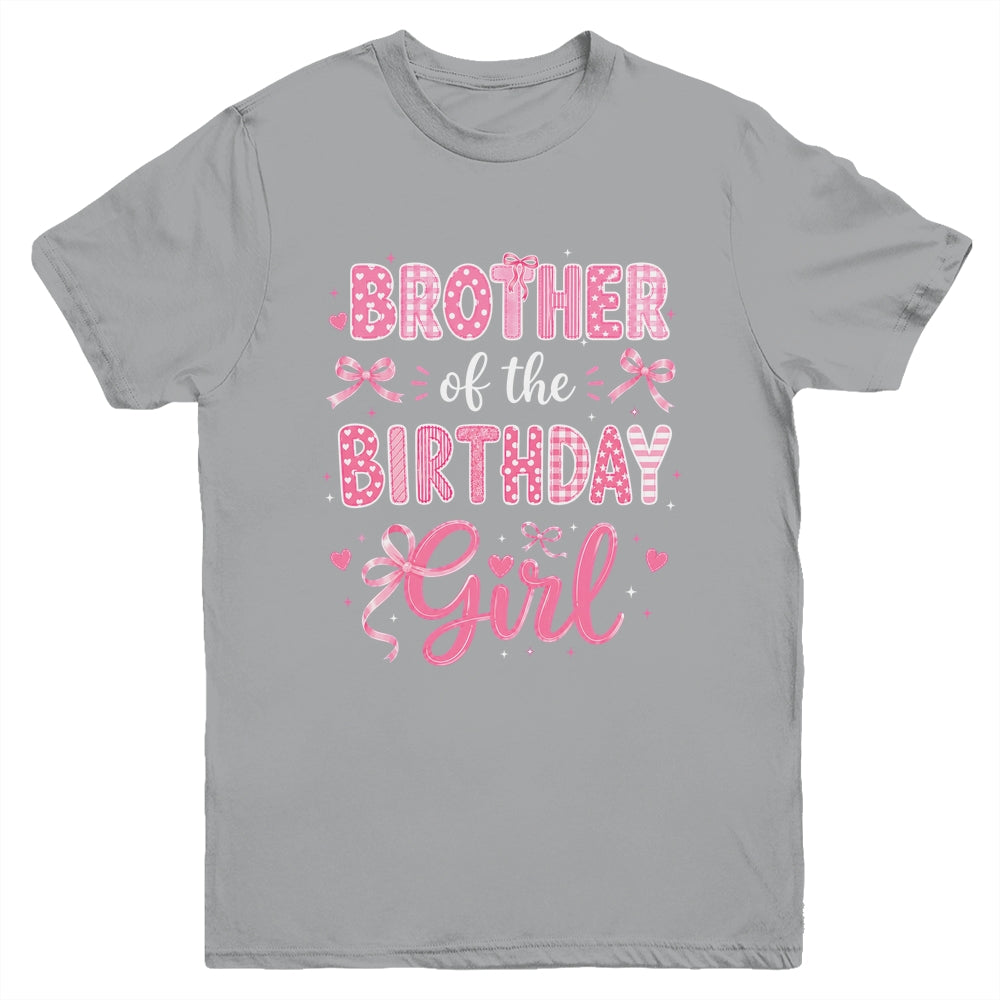 Brother Of The Birthday Girl Matching Pink Coquette Bow Youth Shirt | siriusteestore