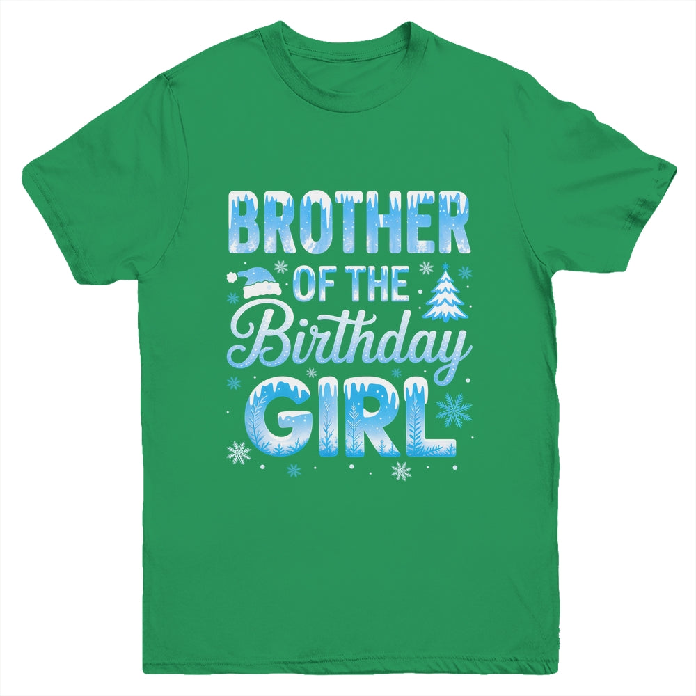Brother Of The Birthday Girl Snowflakes Winter Family Matching Youth Shirt | siriusteestore