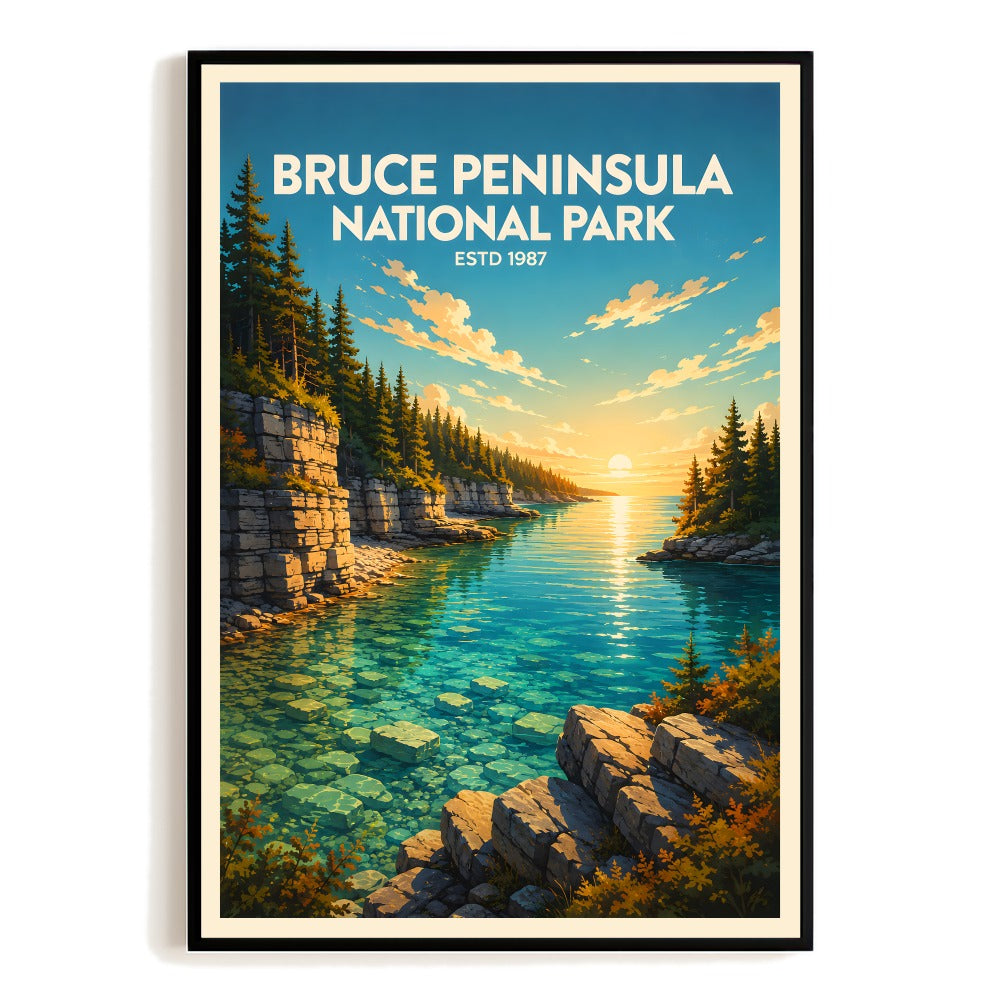 Bruce Peninsula Scenic Landscape Travel Poster Souvenir Vintage Lake View Wall Art Print For Nature Lovers Home Office Living Room Bedroom Decor Unframed | siriusteestore