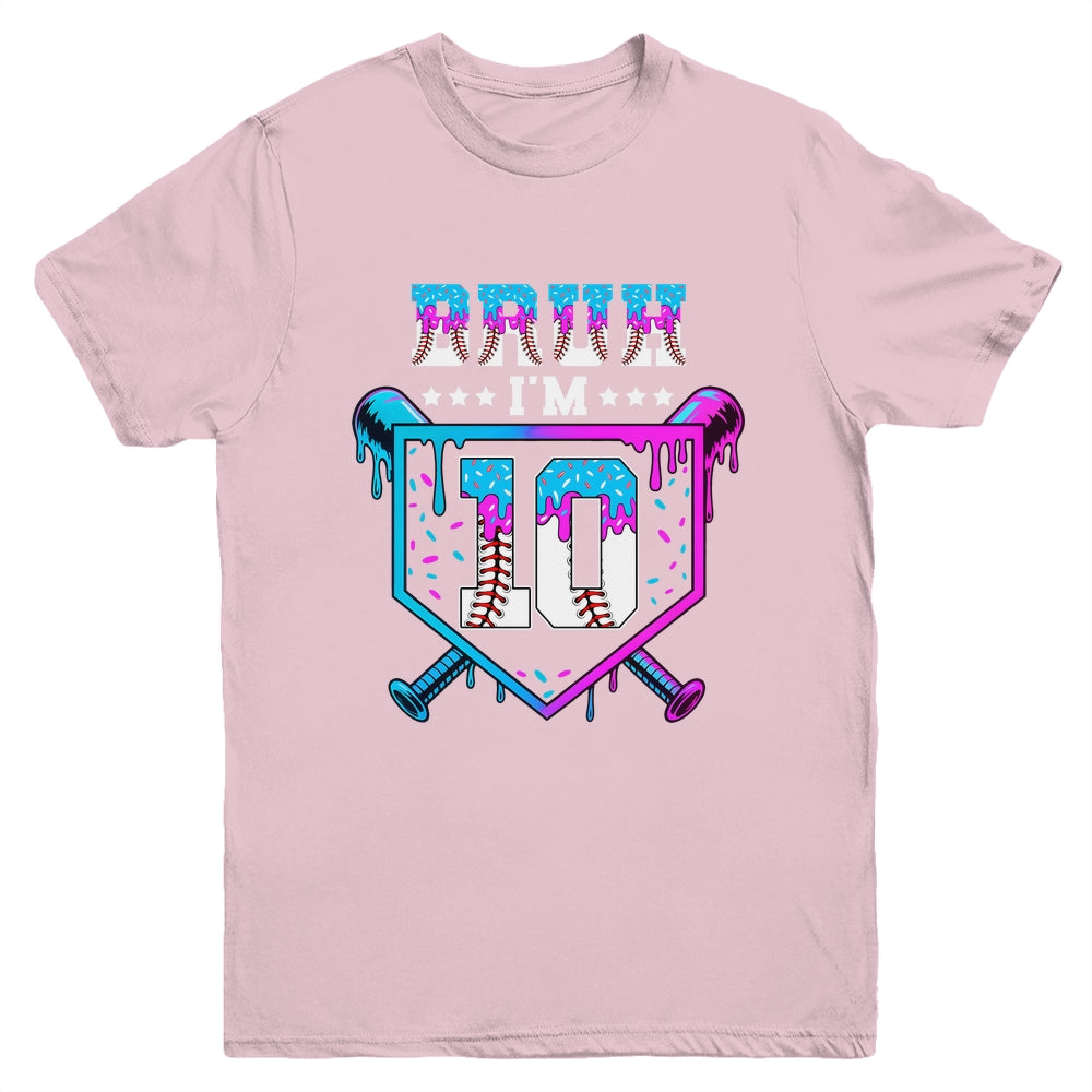Bruh 10th Birthday Boy Baseball Ice Cream Drip 10 Years Old Boy Youth Shirt | siriusteestore