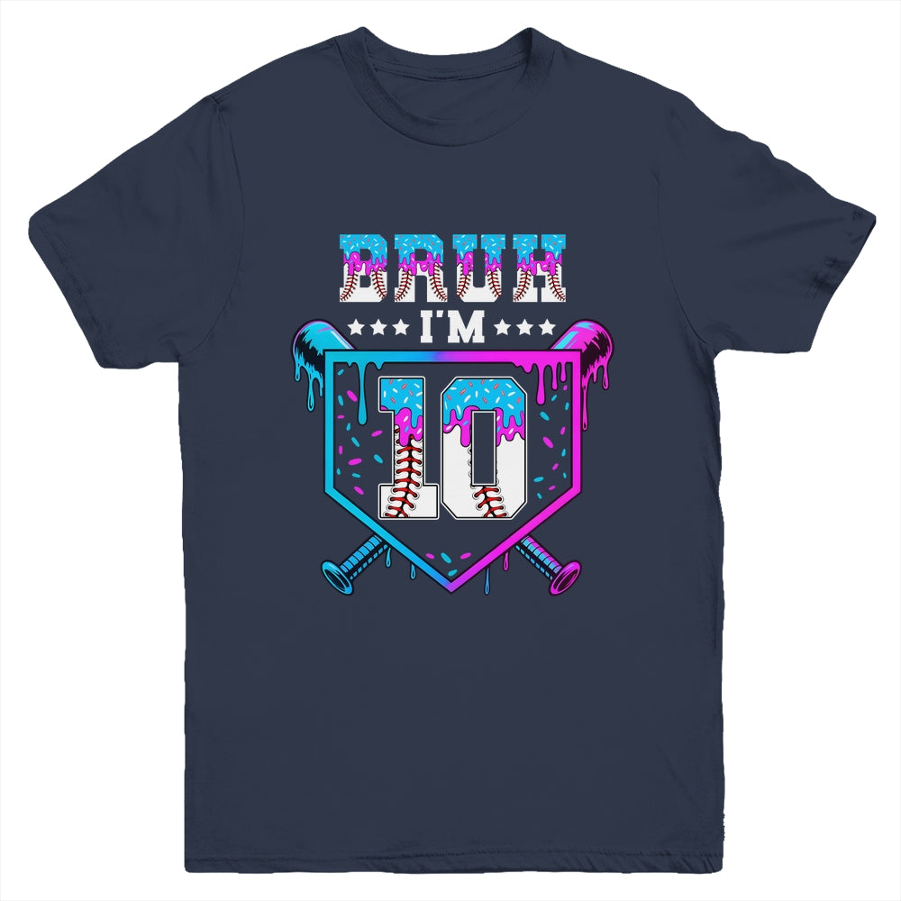 Bruh 10th Birthday Boy Baseball Ice Cream Drip 10 Years Old Boy Youth Shirt | siriusteestore