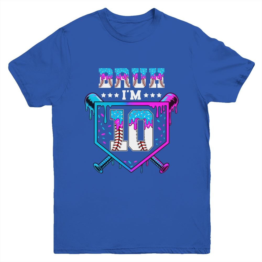 Bruh 10th Birthday Boy Baseball Ice Cream Drip 10 Years Old Boy Youth Shirt | siriusteestore