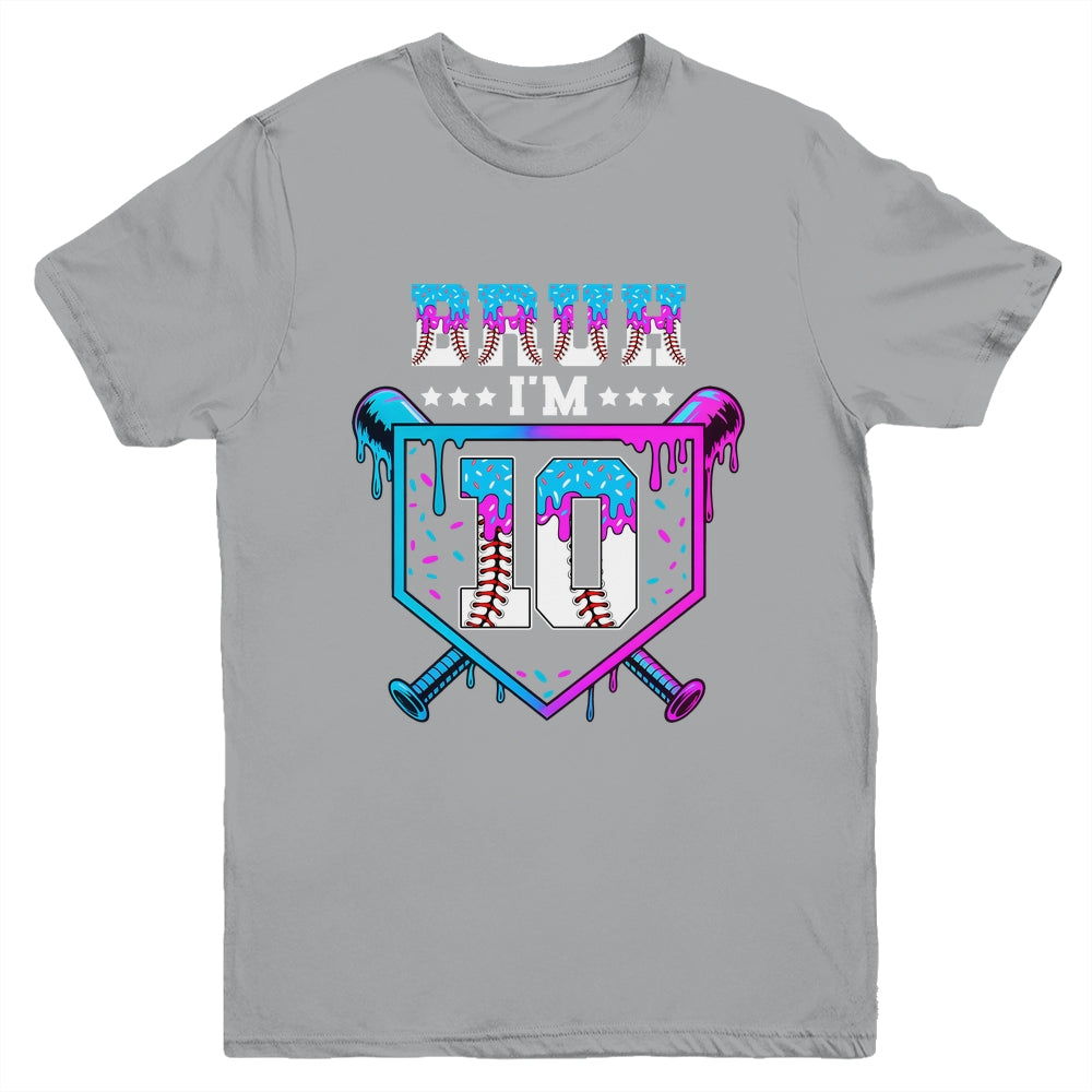 Bruh 10th Birthday Boy Baseball Ice Cream Drip 10 Years Old Boy Youth Shirt | siriusteestore