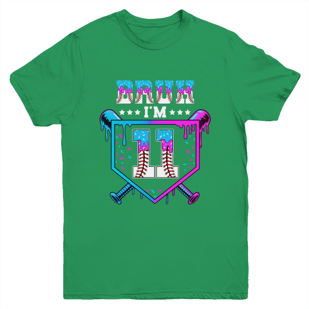 Bruh 11th Birthday Boy Baseball Ice Cream Drip 11 Years Old Boy Youth Shirt | siriusteestore