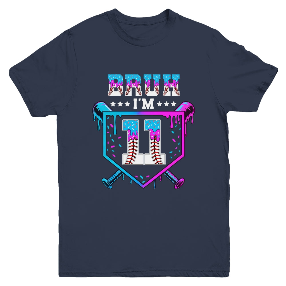 Bruh 11th Birthday Boy Baseball Ice Cream Drip 11 Years Old Boy Youth Shirt | siriusteestore