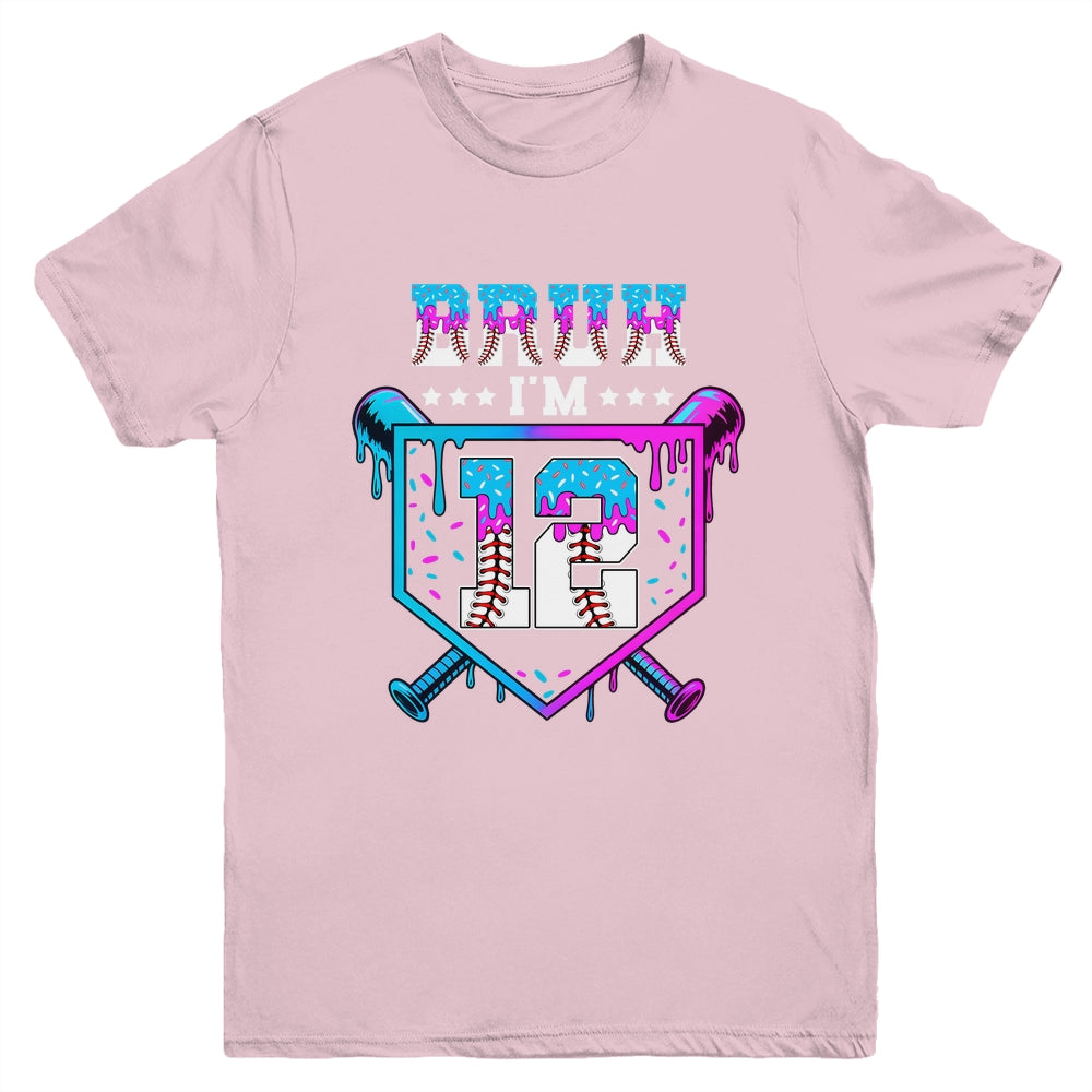 Bruh 12th Birthday Boy Baseball Ice Cream Drip 12 Years Old Boy Youth Shirt | siriusteestore