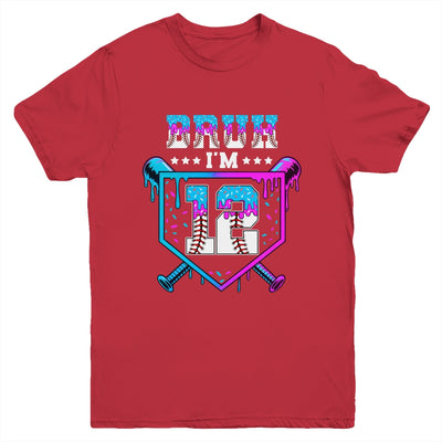Bruh 12th Birthday Boy Baseball Ice Cream Drip 12 Years Old Boy Youth Shirt | siriusteestore