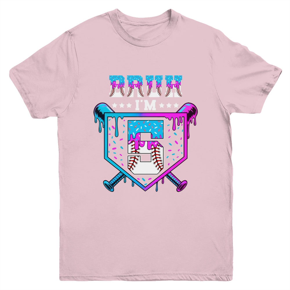 Bruh 5th Birthday Boy Baseball Ice Cream Drip 5 Years Old Boy Youth Shirt | siriusteestore