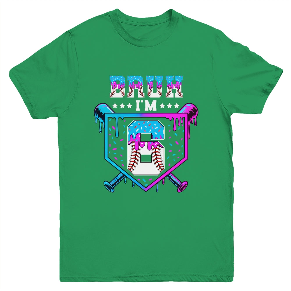 Bruh 6th Birthday Boy Baseball Ice Cream Drip 6 Years Old Boy Youth Shirt | siriusteestore