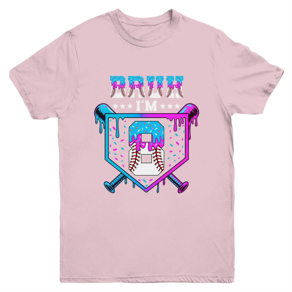 Bruh 8th Birthday Boy Baseball Ice Cream Drip 8 Years Old Boy Youth Shirt | siriusteestore