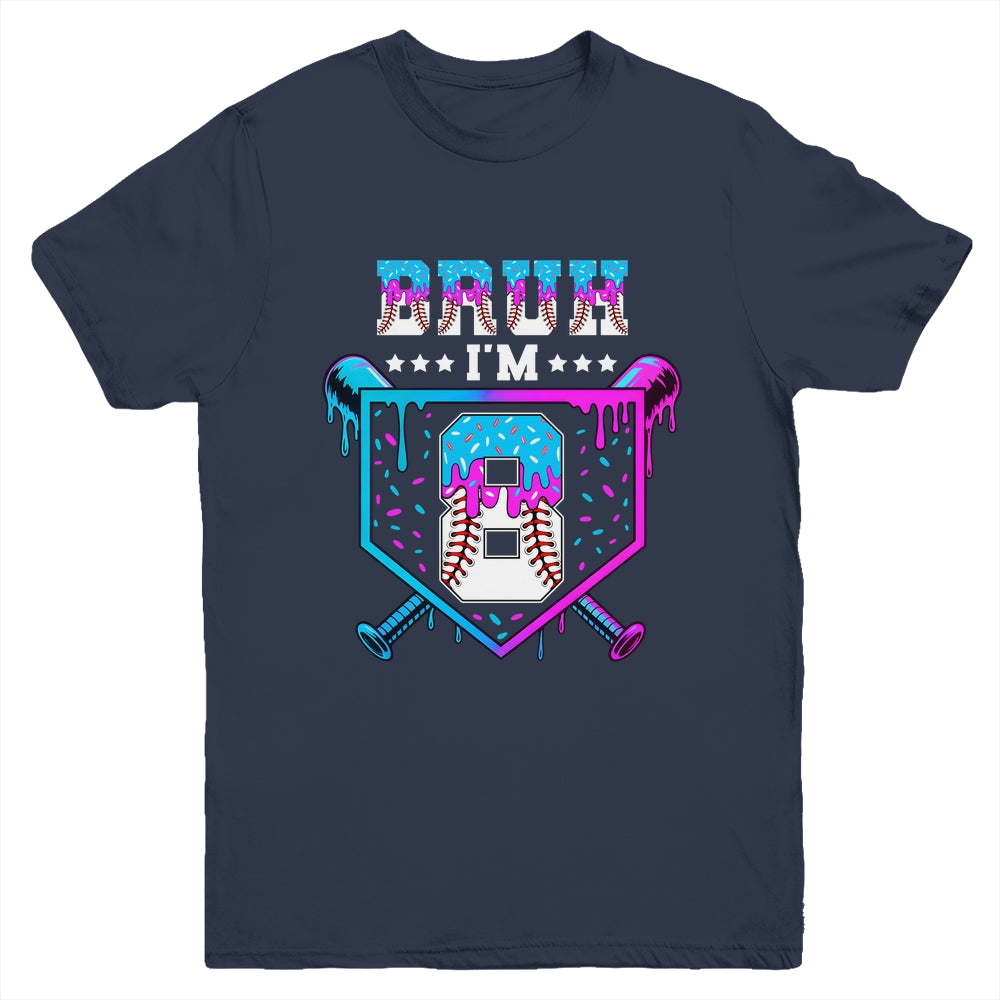 Bruh 8th Birthday Boy Baseball Ice Cream Drip 8 Years Old Boy Youth Shirt | siriusteestore