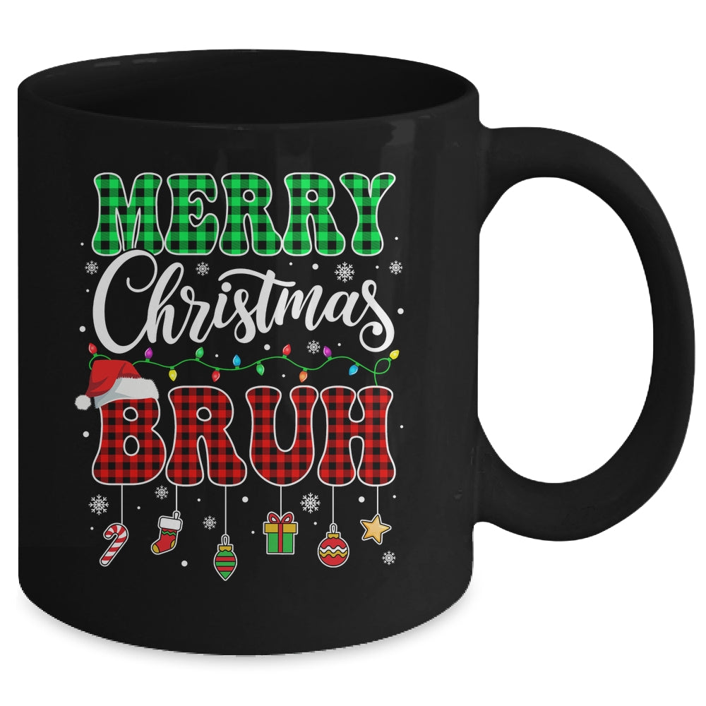 Bruh Christmas Buffalo Red Plaid Teens Boys Kids Xmas Mug | siriusteestore