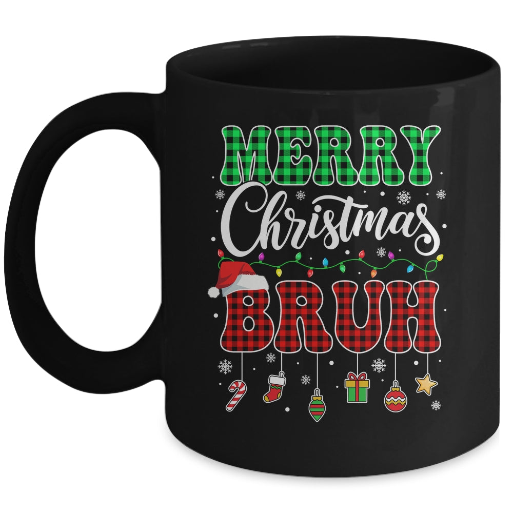 Bruh Christmas Buffalo Red Plaid Teens Boys Kids Xmas Mug | siriusteestore