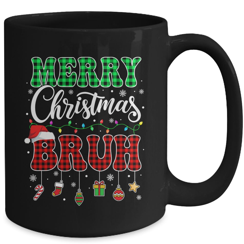 Bruh Christmas Buffalo Red Plaid Teens Boys Kids Xmas Mug | siriusteestore