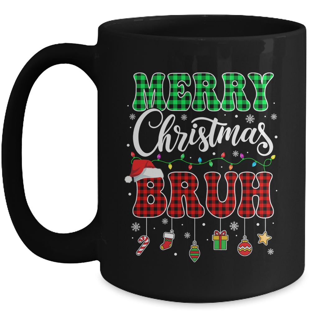 Bruh Christmas Buffalo Red Plaid Teens Boys Kids Xmas Mug | siriusteestore