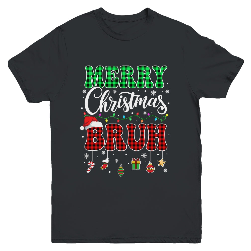 Bruh Christmas Buffalo Red Plaid Teens Boys Kids Xmas Youth Shirt | siriusteestore